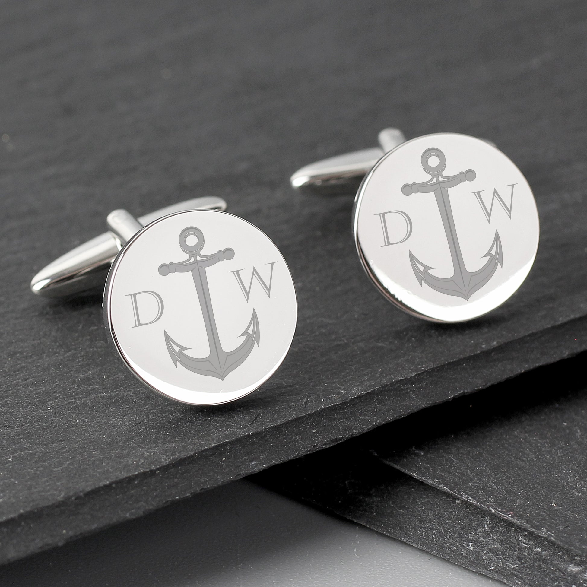 Personalised Anchor Round Cufflinks - MK&JD Gifts