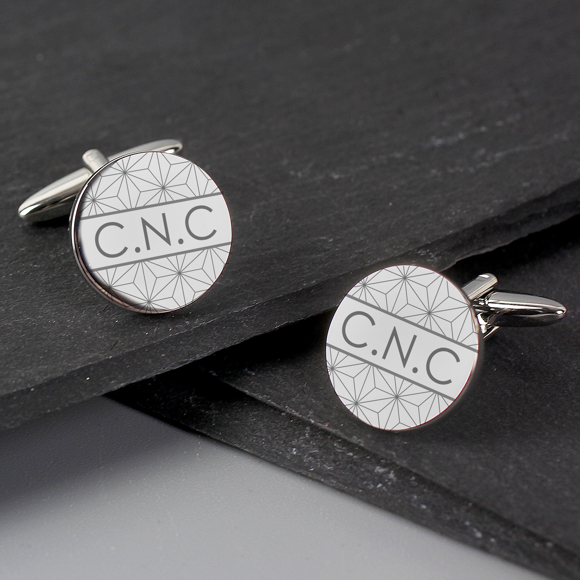 Personalised Geometric Round Cufflinks - MK&JD Gifts