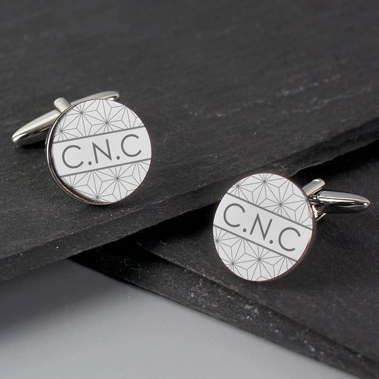Personalised Geometric Round Cufflinks - MK&JD Gifts