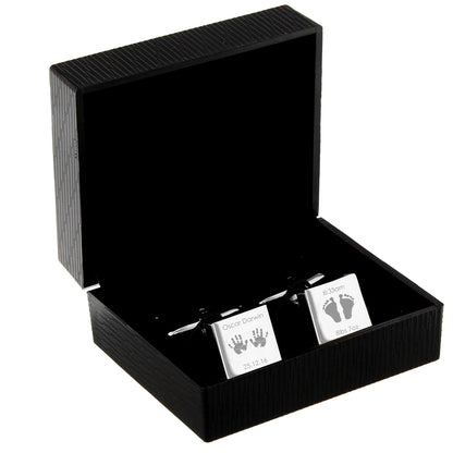 Personalised Hands and Feet New Baby Square Cufflinks - MK&JD Gifts