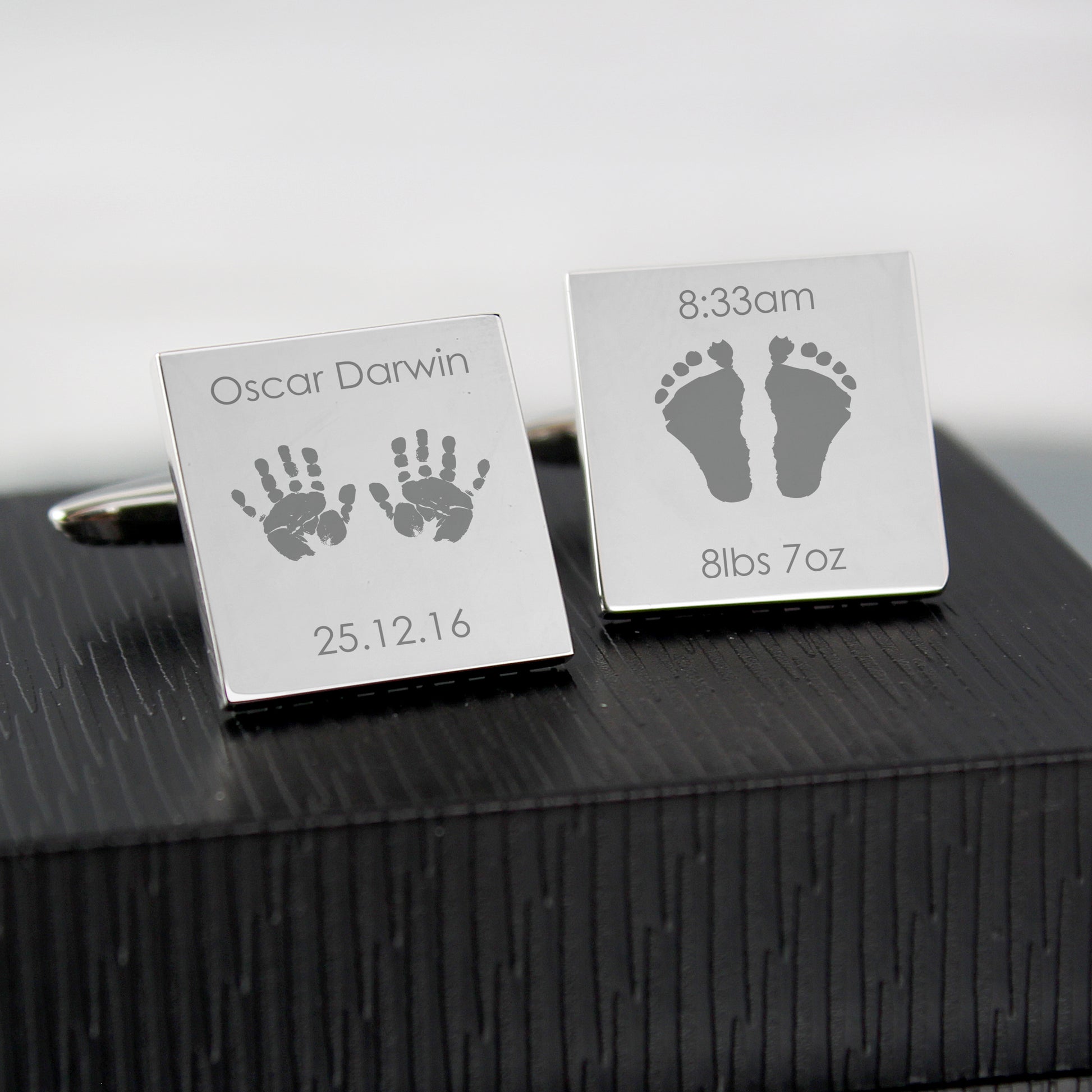 Personalised Hands and Feet New Baby Square Cufflinks - MK&JD Gifts