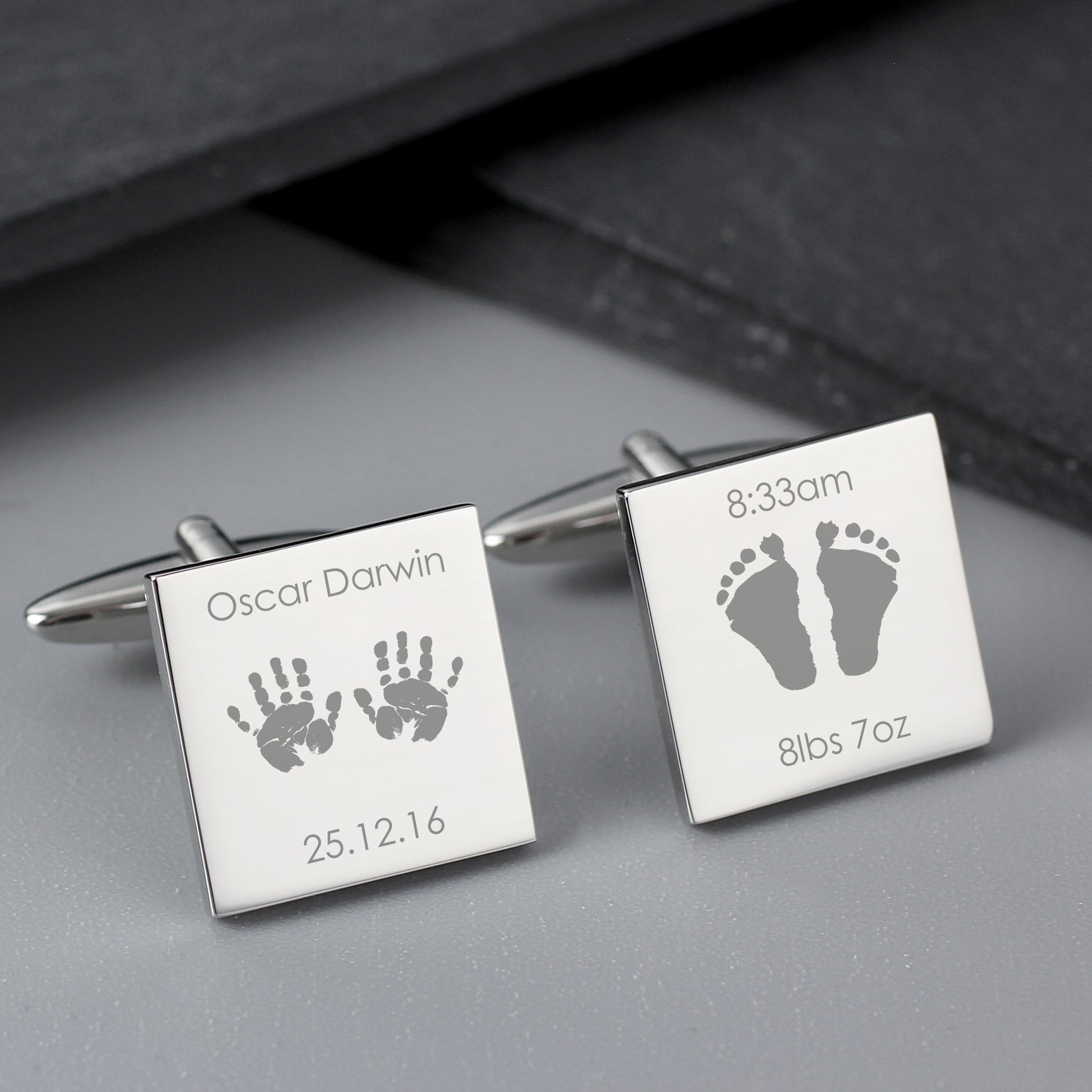 Personalised Hands and Feet New Baby Square Cufflinks - MK&JD Gifts