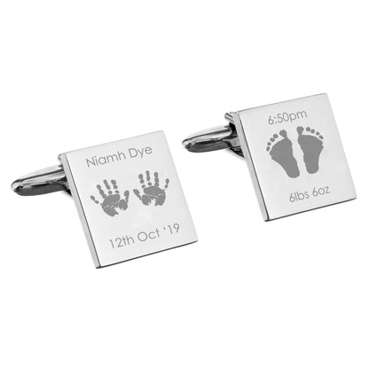 Personalised Hands and Feet New Baby Square Cufflinks - MK&JD Gifts