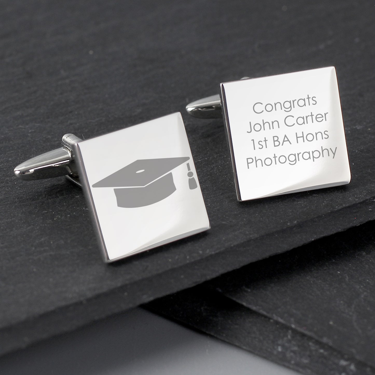 Personalised Graduation Square Cufflinks - MK&JD Gifts
