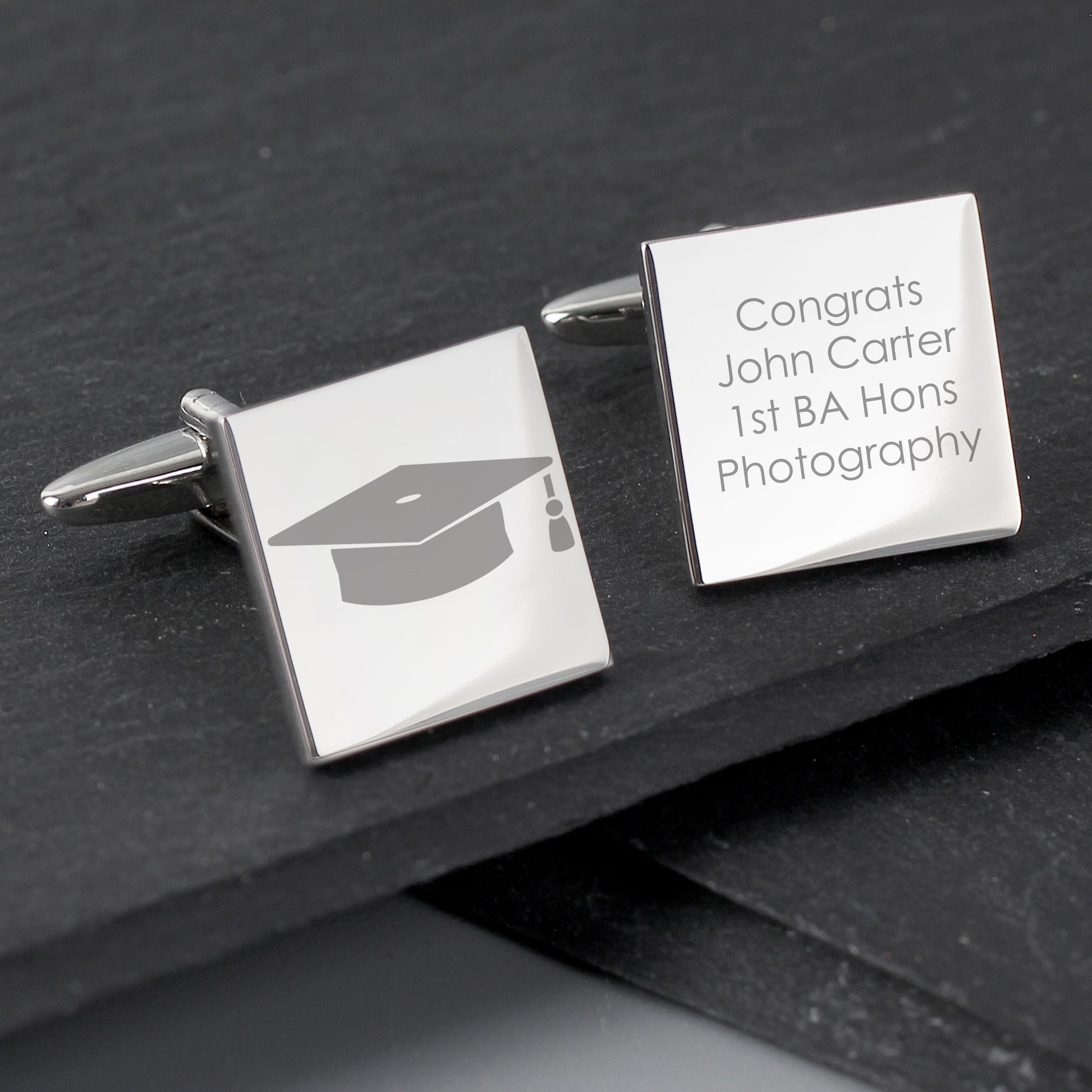 Personalised Graduation Square Cufflinks - MK&JD Gifts
