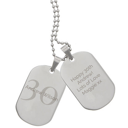 Personalised Big Age Stainless Steel Double Dog Tag Necklace - MK&JD Gifts