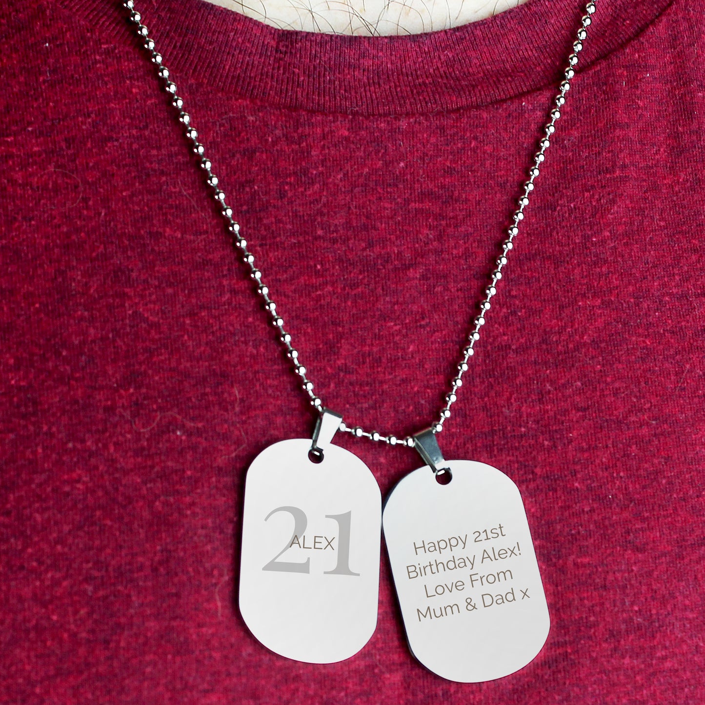 Personalised Big Age Stainless Steel Double Dog Tag Necklace - MK&JD Gifts