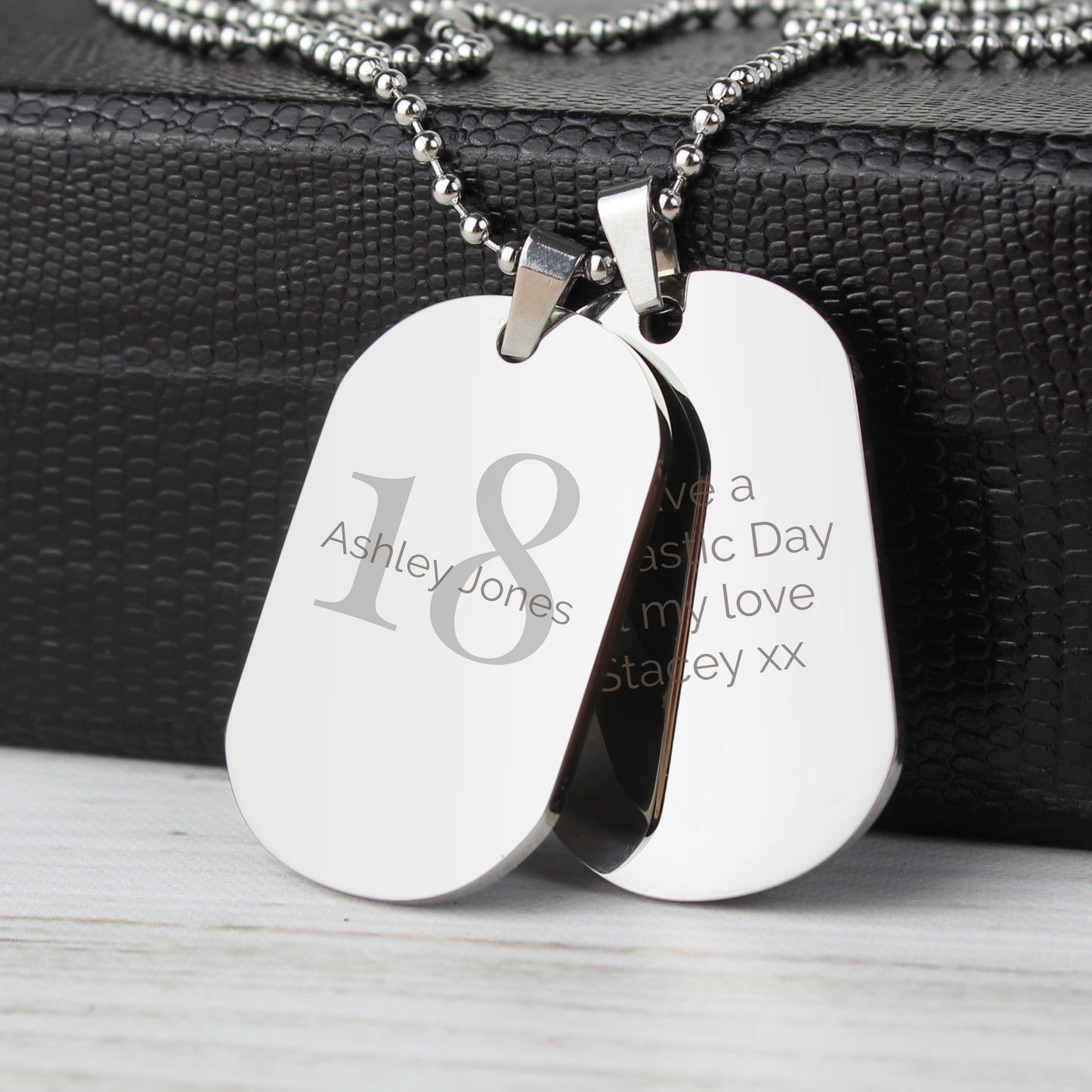 Personalised Big Age Stainless Steel Double Dog Tag Necklace - MK&JD Gifts