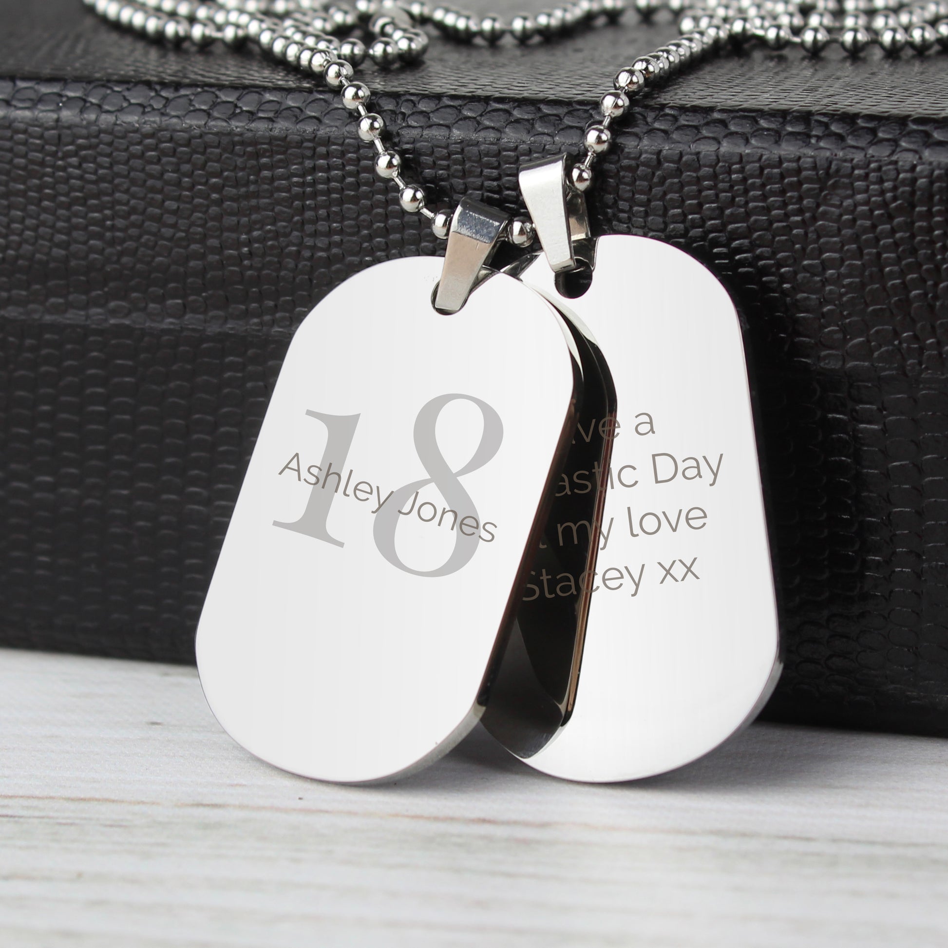 Personalised Big Age Stainless Steel Double Dog Tag Necklace - MK&JD Gifts