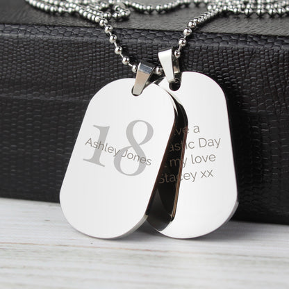 Personalised Big Age Stainless Steel Double Dog Tag Necklace - MK&JD Gifts