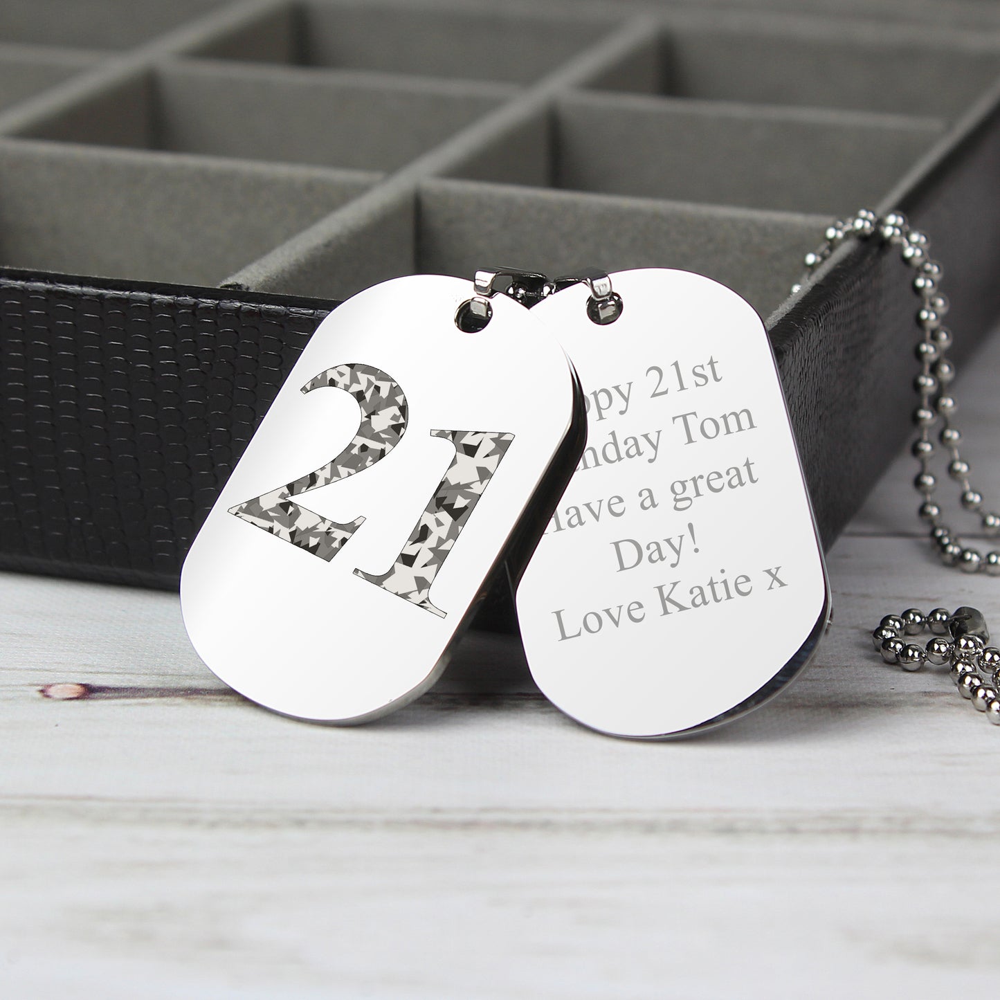 Personalised Camouflage Age Stainless Steel Double Dog Tag Necklace - MK&JD Gifts