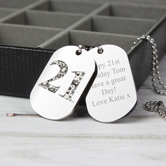 Personalised Camouflage Age Stainless Steel Double Dog Tag Necklace - MK&JD Gifts