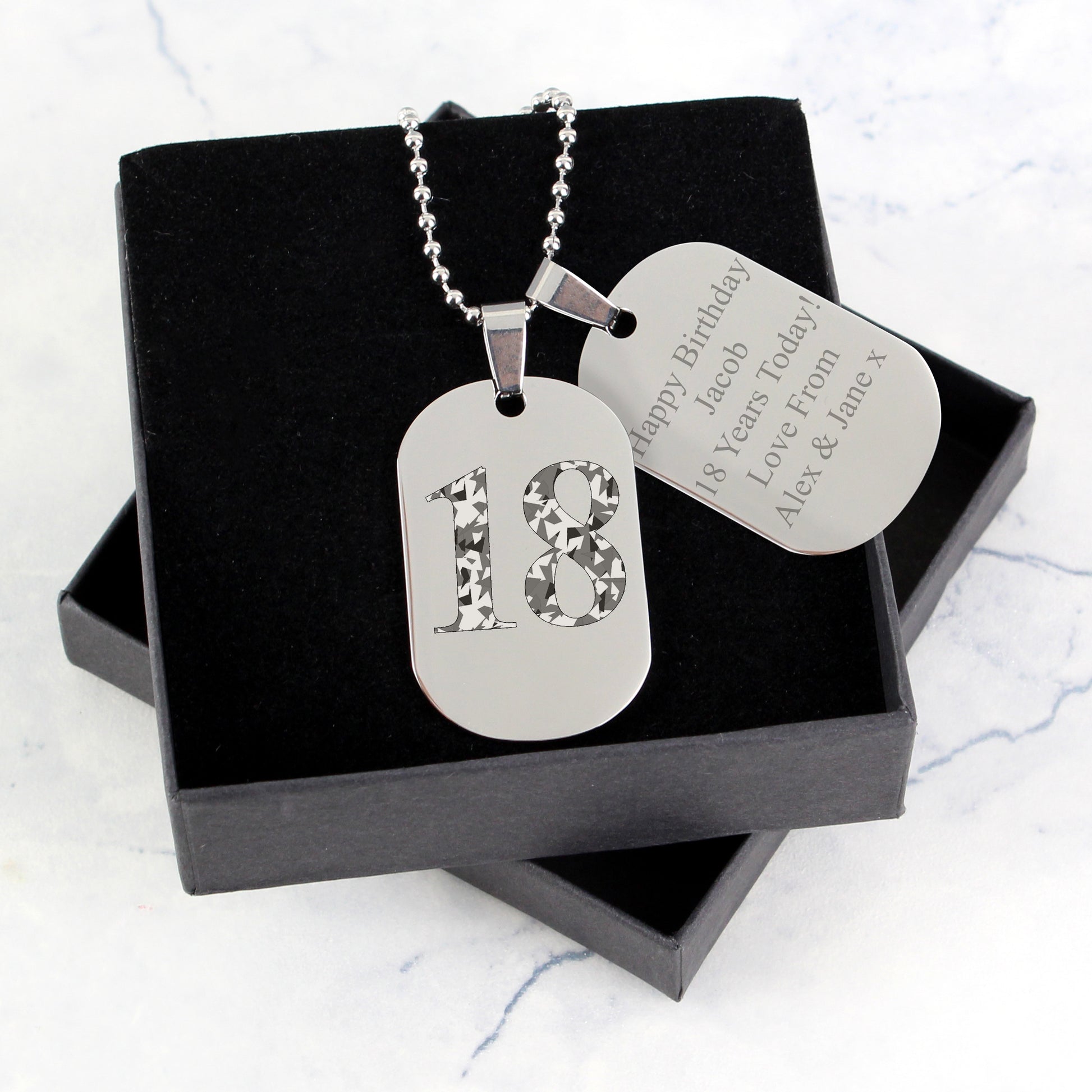 Personalised Camouflage Age Stainless Steel Double Dog Tag Necklace - MK&JD Gifts