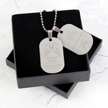 Personalised Guardian Angel Stainless Steel Double Dog Tag Necklace - MK&JD Gifts