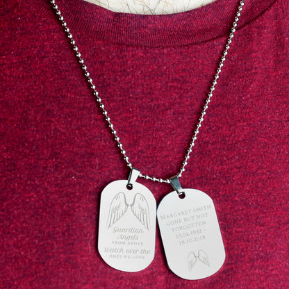 Personalised Guardian Angel Stainless Steel Double Dog Tag Necklace - MK&JD Gifts