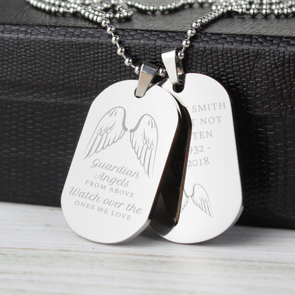Personalised Guardian Angel Stainless Steel Double Dog Tag Necklace - MK&JD Gifts