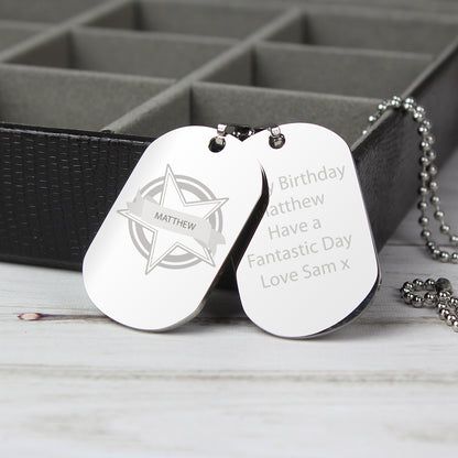 Personalised Star Stainless Steel Double Dog Tag Necklace - MK&JD Gifts