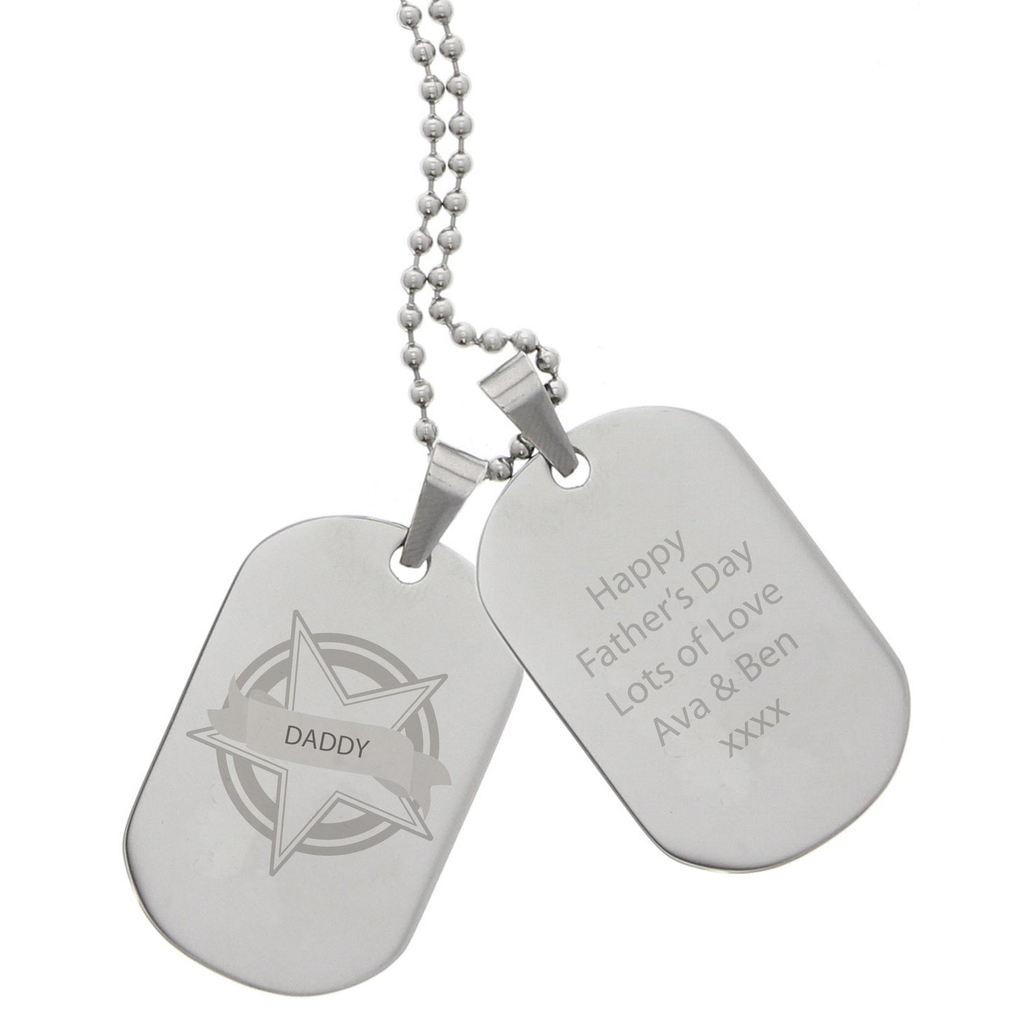 Personalised Star Stainless Steel Double Dog Tag Necklace - MK&JD Gifts