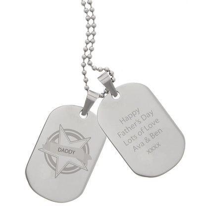 Personalised Star Stainless Steel Double Dog Tag Necklace - MK&JD Gifts