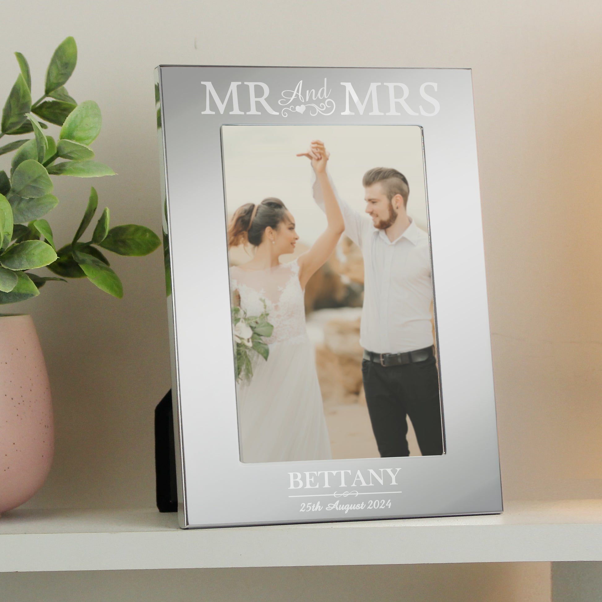 Personalised Mr & Mrs 6x4 Silver Photo Frame - MK&JD Gifts