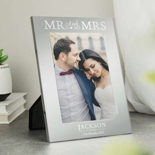 Personalised Mr & Mrs 6x4 Silver Photo Frame - MK&JD Gifts