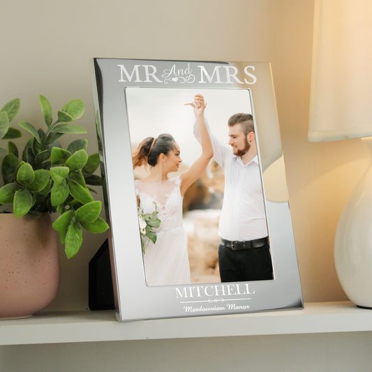 Personalised Mr & Mrs 5x7 Silver Photo Frame - MK&JD Gifts