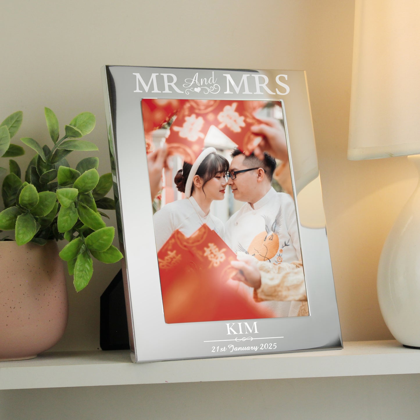 Personalised Mr & Mrs 5x7 Silver Photo Frame - MK&JD Gifts