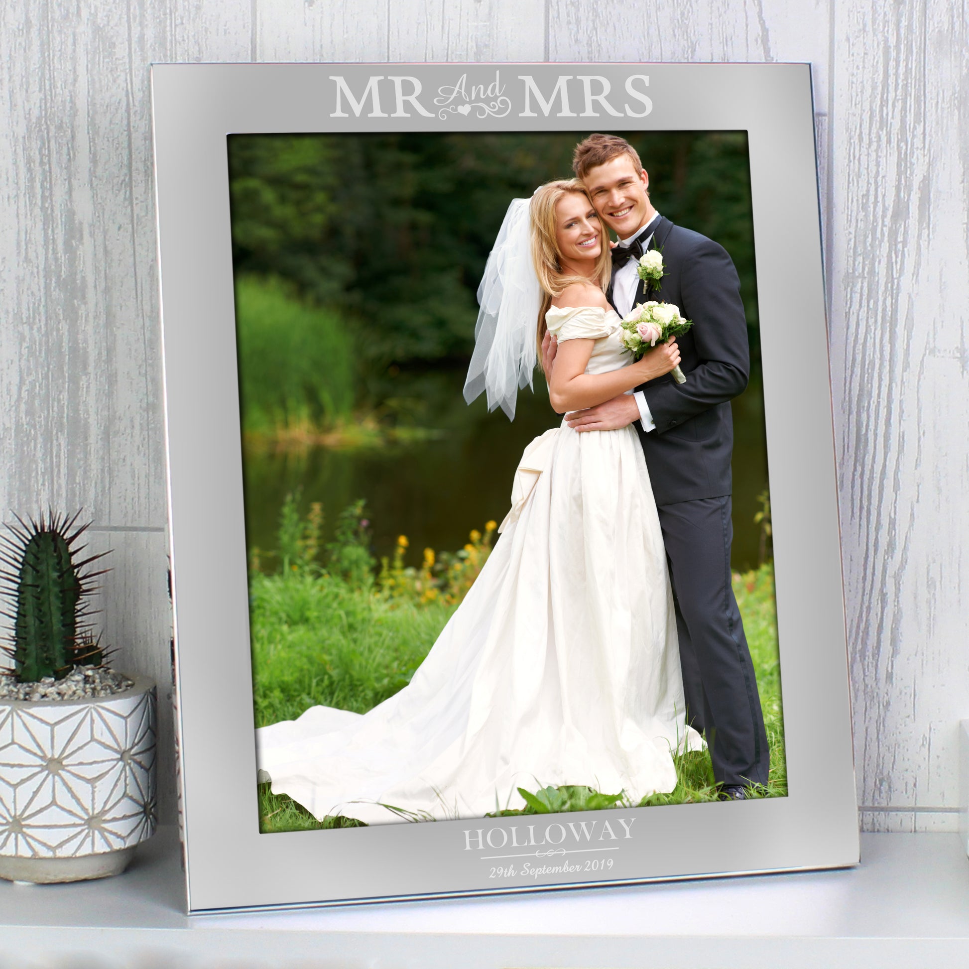 Personalised Mr & Mrs 10x8 Silver Photo Frame - MK&JD Gifts