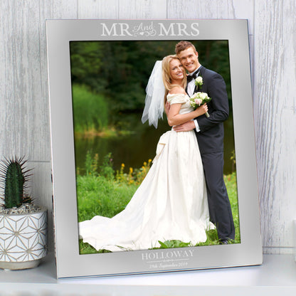 Personalised Mr & Mrs 10x8 Silver Photo Frame - MK&JD Gifts