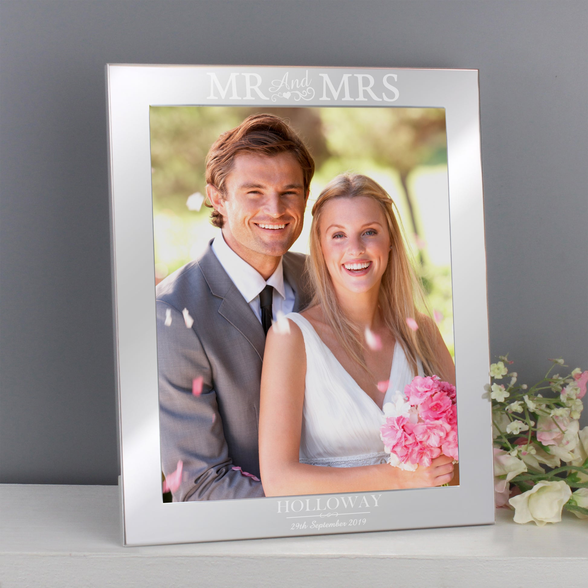 Personalised Mr & Mrs 10x8 Silver Photo Frame - MK&JD Gifts