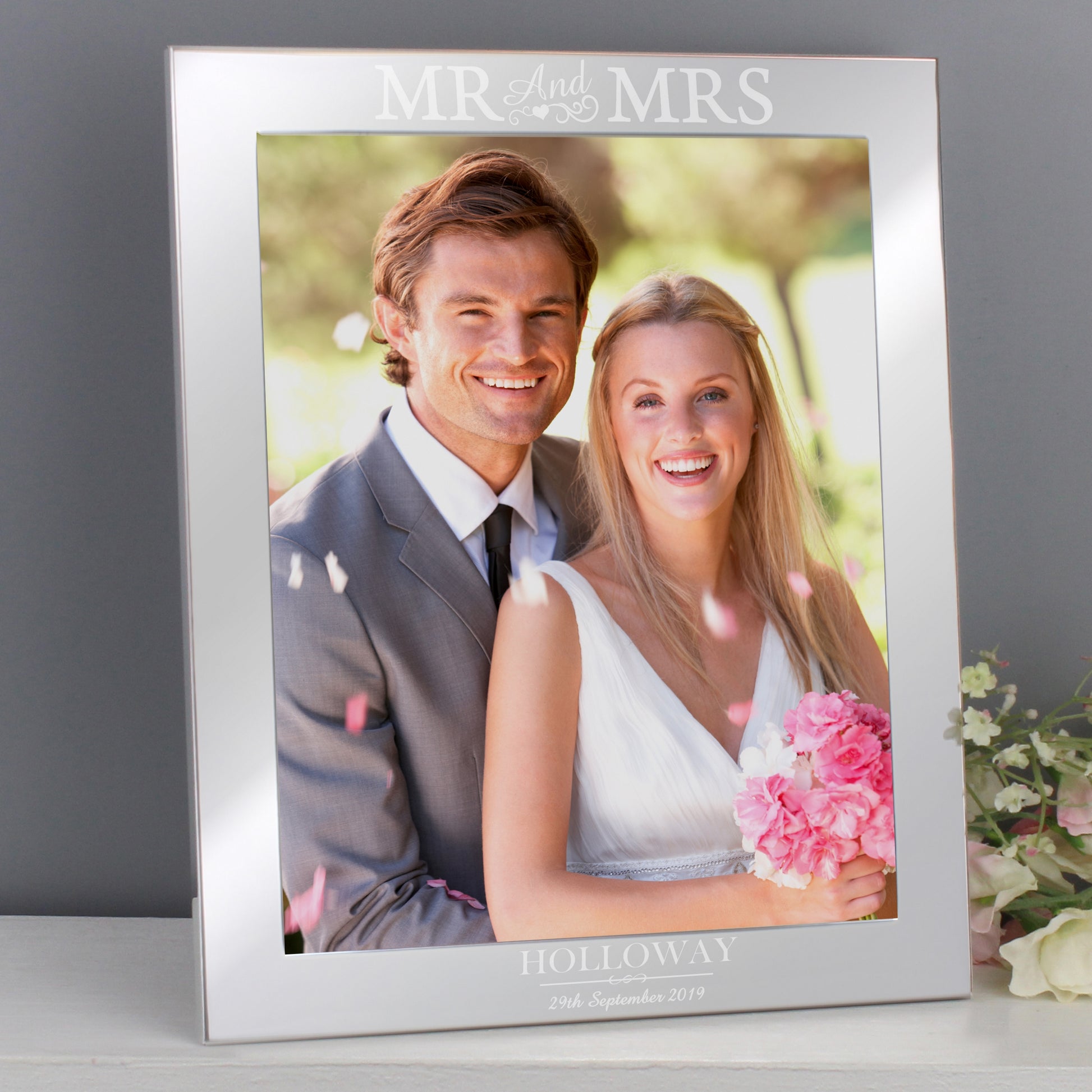 Personalised Mr & Mrs 10x8 Silver Photo Frame - MK&JD Gifts