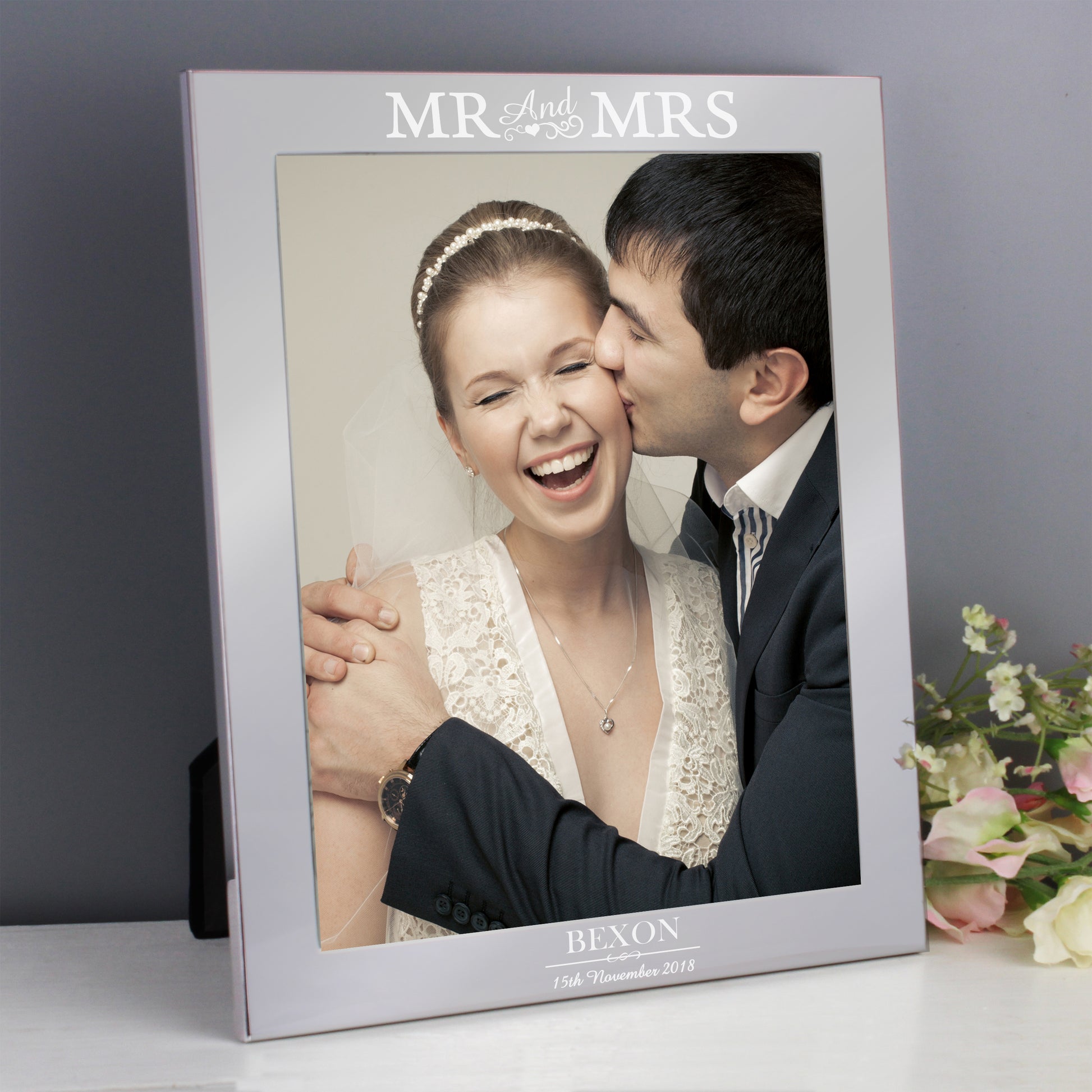 Personalised Mr & Mrs 10x8 Silver Photo Frame - MK&JD Gifts