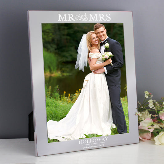 Personalised Mr & Mrs 10x8 Silver Photo Frame - MK&JD Gifts