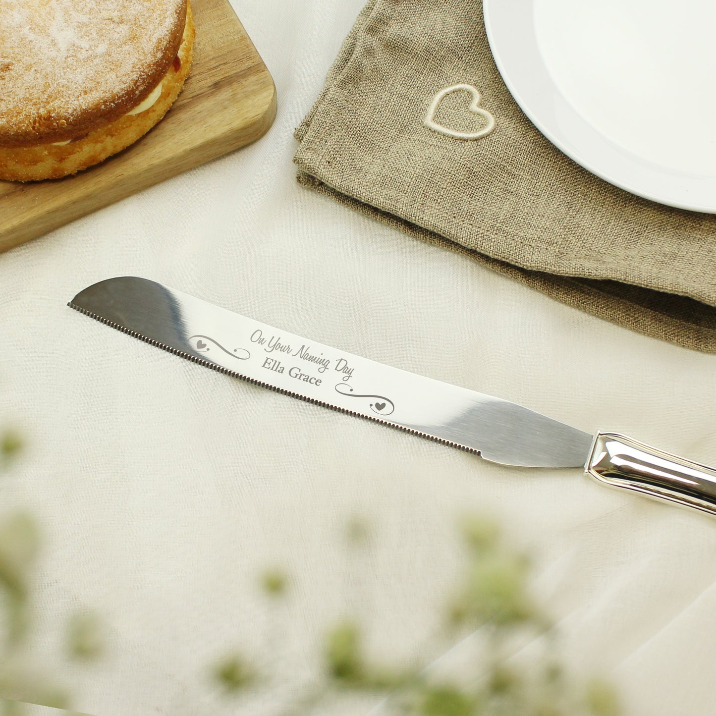 Personalised Heart & Swirl Cake Knife - MK&JD Gifts