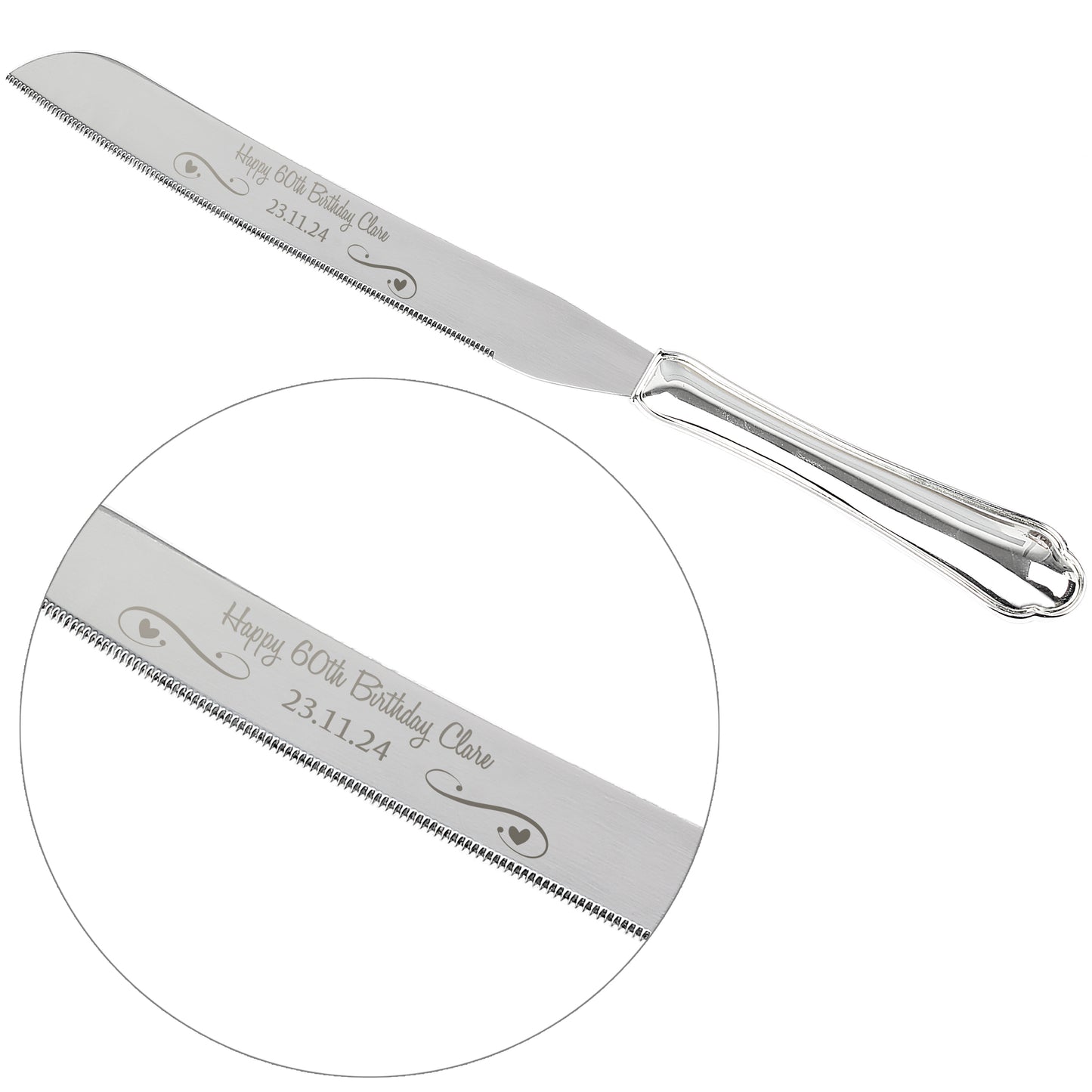 Personalised Heart & Swirl Cake Knife - MK&JD Gifts