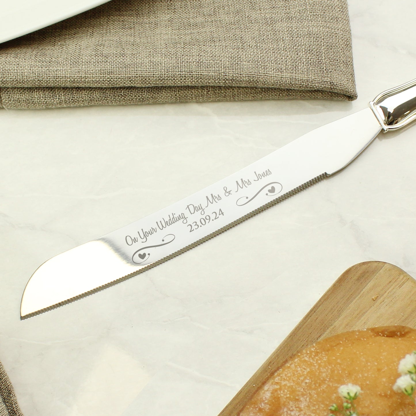 Personalised Heart & Swirl Cake Knife - MK&JD Gifts