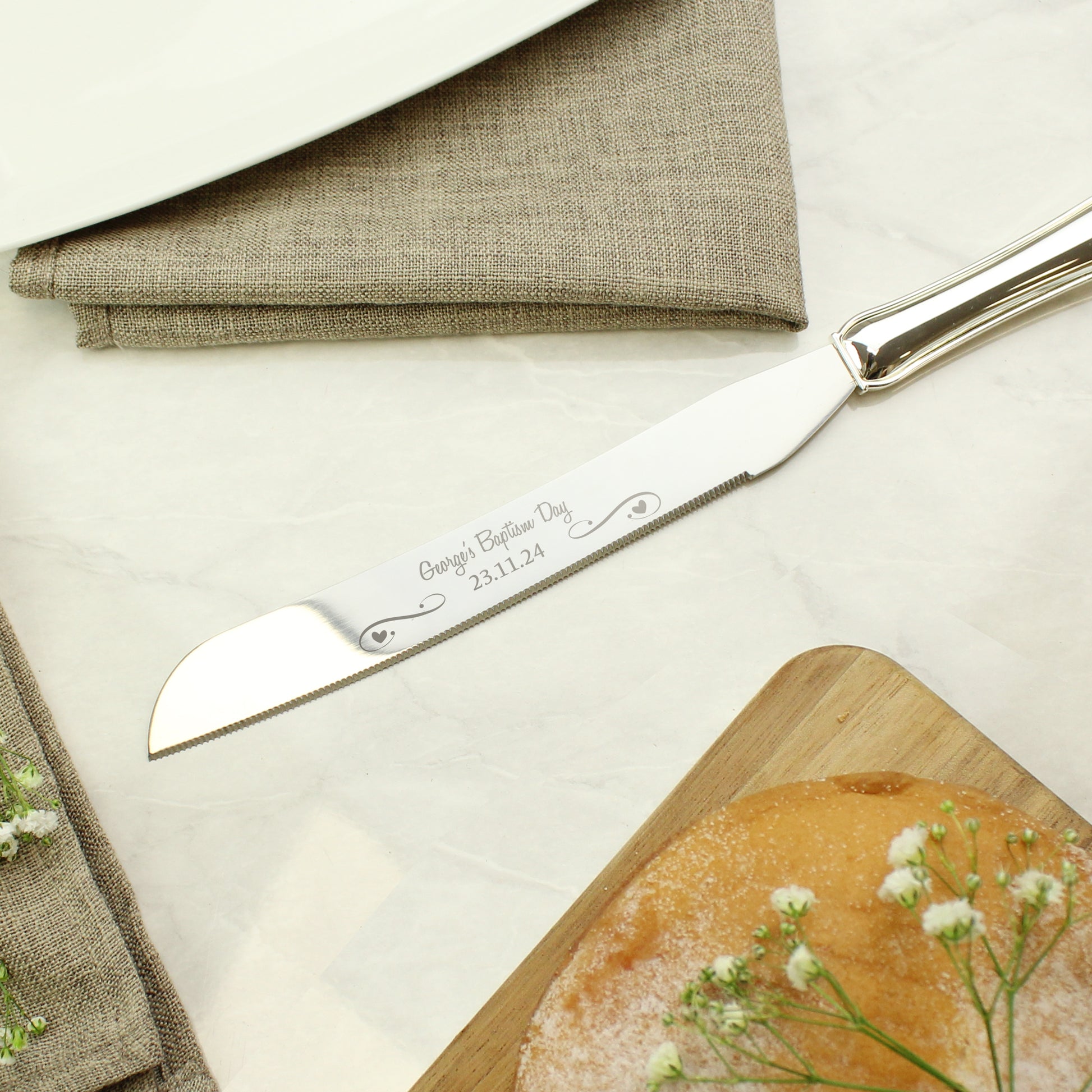 Personalised Heart & Swirl Cake Knife - MK&JD Gifts