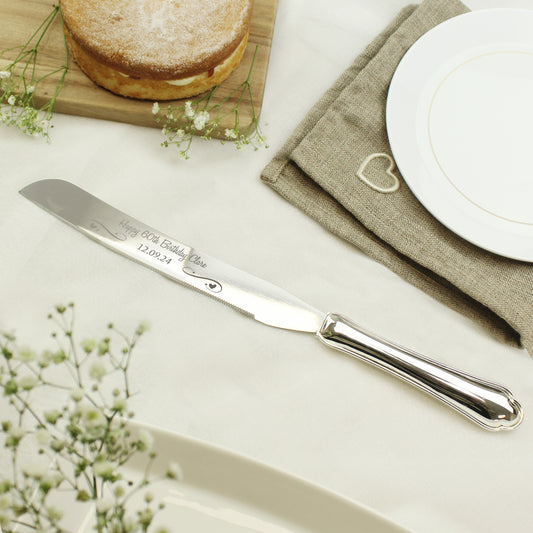 Personalised Heart & Swirl Cake Knife - MK&JD Gifts