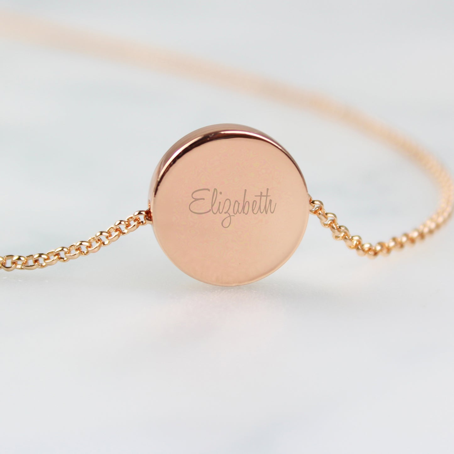 Personalised Any Name Rose Gold Tone Disc Necklace - MK&JD Gifts