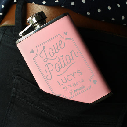 Personalised Love Potion Pink Hip Flask - MK&JD Gifts