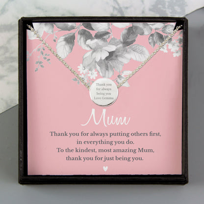 Personalised Mum Sentiment Silver Tone Necklace and Box - MK&JD Gifts