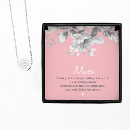 Personalised Mum Sentiment Silver Tone Necklace and Box - MK&JD Gifts