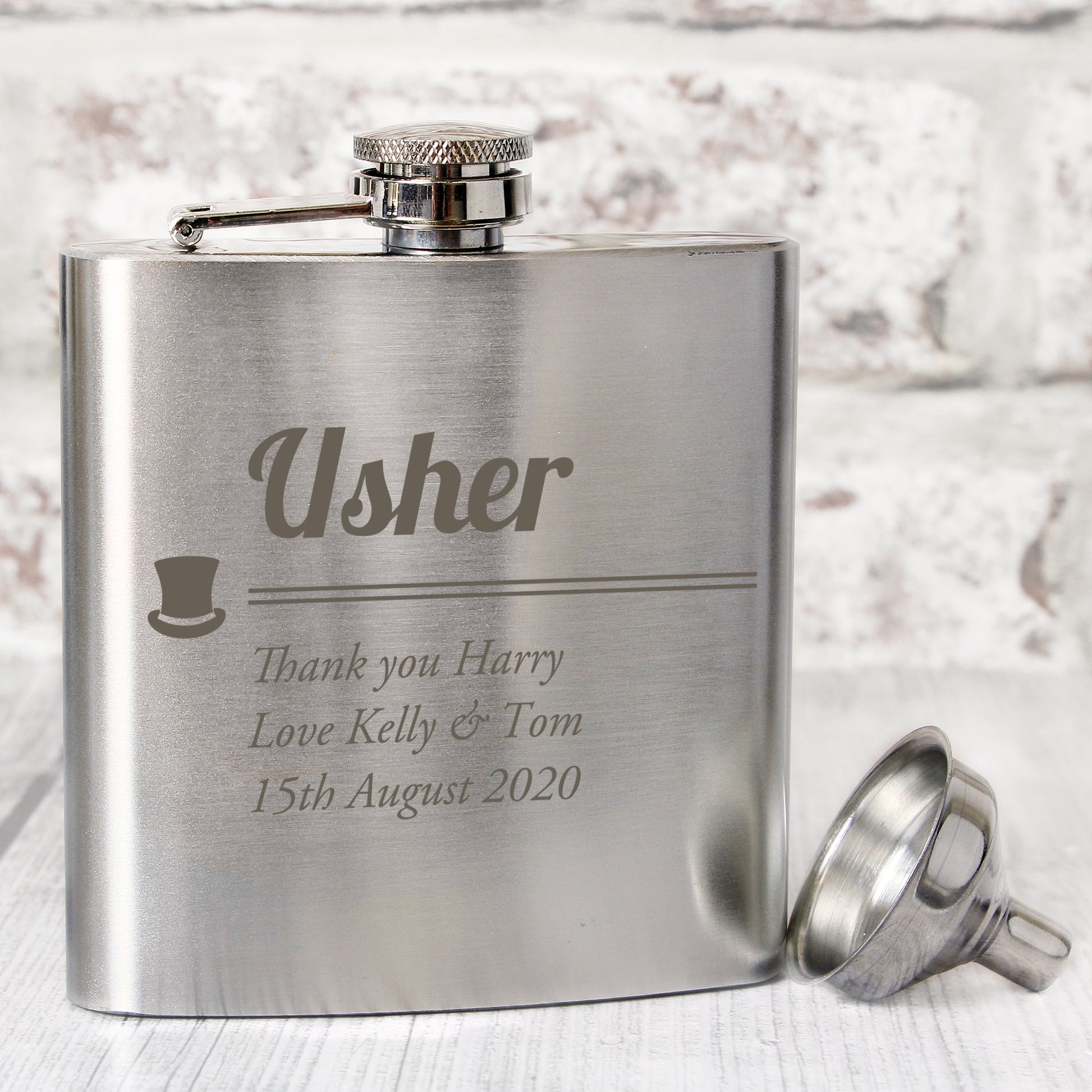 Personalised Usher Hip Flask - MK&JD Gifts
