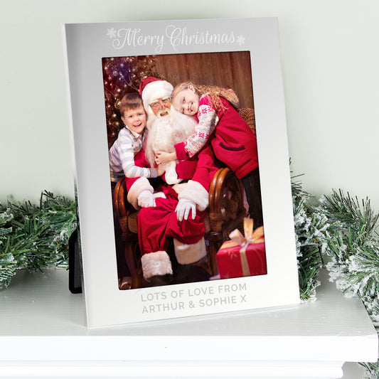 Personalised Silver 5x7 Merry Christmas Photo Frame - MK&JD Gifts