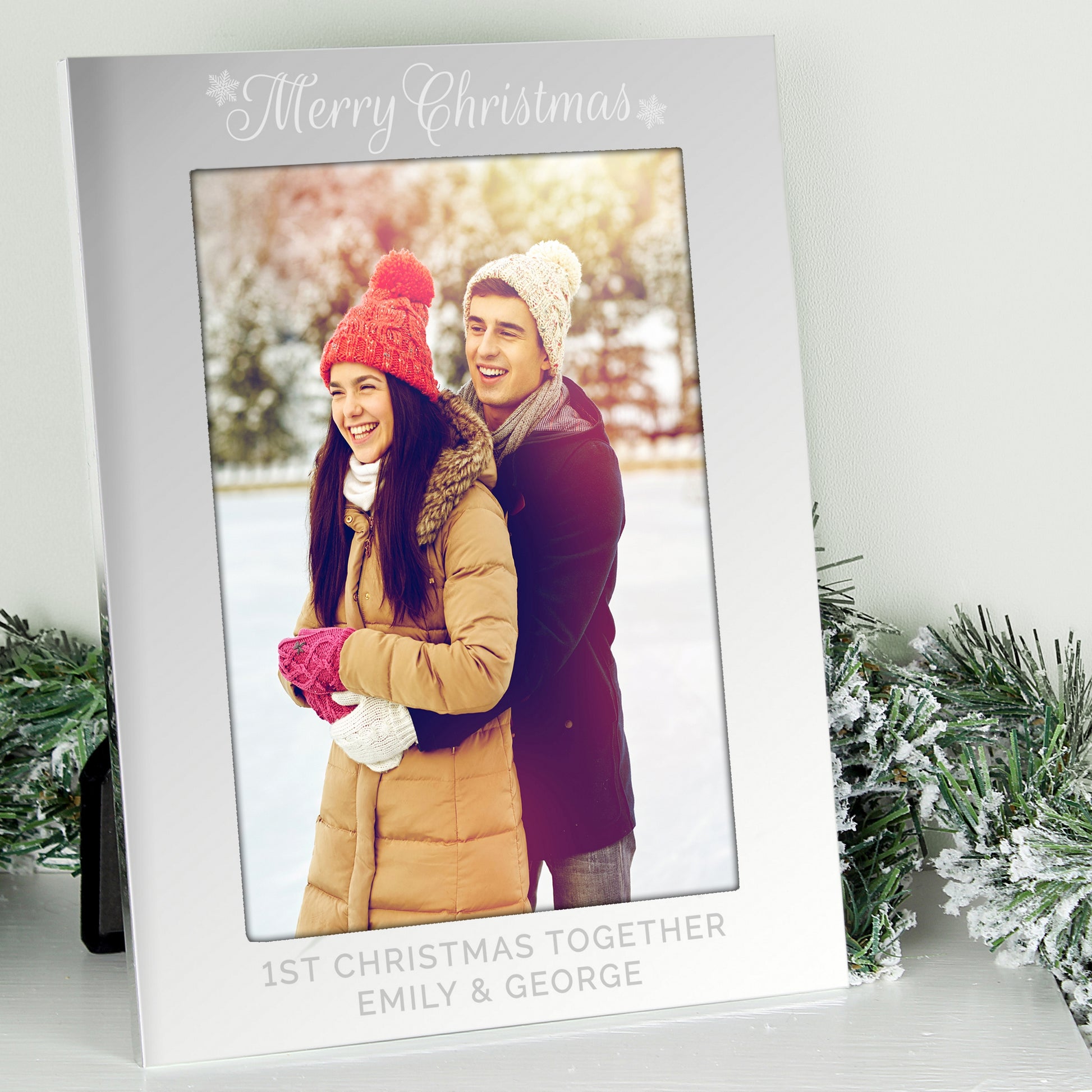 Personalised Silver 5x7 Merry Christmas Photo Frame - MK&JD Gifts