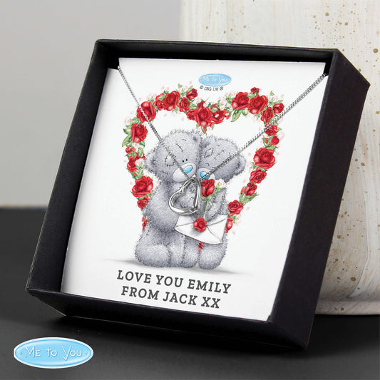 Personalised Me to You Roses Sterling Silver Heart Necklace and Box - MK&JD Gifts