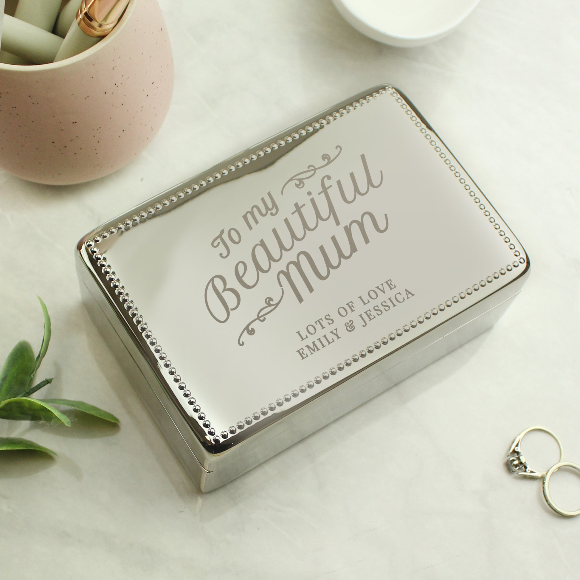 Personalised Beautiful Mum Rectangular Jewellery Box - MK&JD Gifts