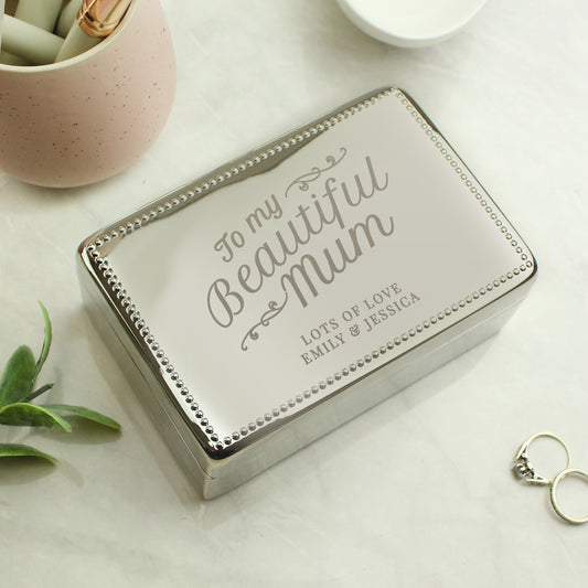 Personalised Beautiful Mum Rectangular Jewellery Box - MK&JD Gifts