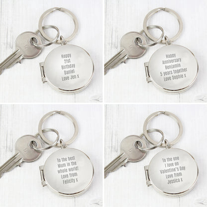 Personalised Free Text Round Photo keyring - MK&JD Gifts
