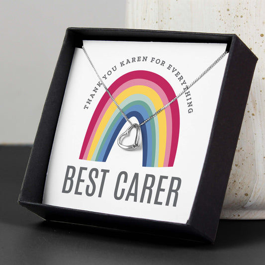Personalised Rainbow Sentiment Silver Tone Necklace and Box - MK&JD Gifts